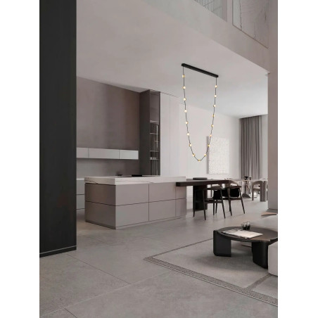 Lampa wiszące kule modern Nicone II LED 3000K 127cm czarny / złoty / akryl