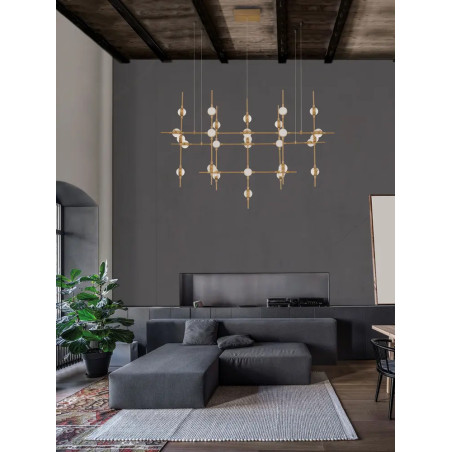 Żyrandol designerski z pilotem sterowania Matter LED 3000K 106cm złoty