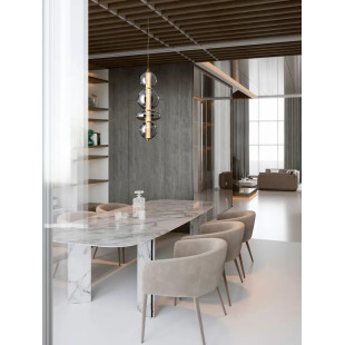 Lampa wisząca szklana modern Vayn LED 3000K 25,5cm szare szkło dymione / złoty mosiądz szczotkowany