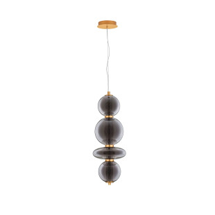 Lampa wisząca szklana modern Vayn LED 3000K 25,5cm szare szkło dymione / złoty mosiądz szczotkowany