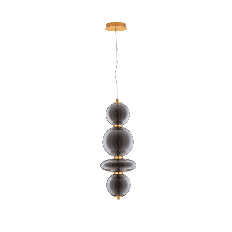 Lampa wisząca szklana modern Vayn LED 3000K 25,5cm szare szkło dymione / złoty mosiądz szczotkowany