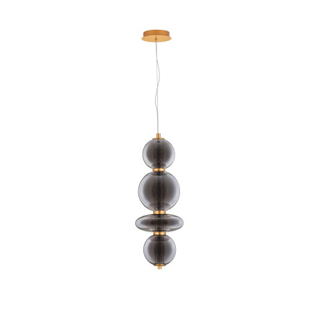Lampa wisząca szklana modern Vayn LED 3000K 25,5cm szare szkło dymione / złoty mosiądz szczotkowany
