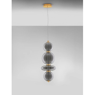 Lampa wisząca szklana modern Vayn LED 3000K 25,5cm szare szkło dymione / złoty mosiądz szczotkowany
