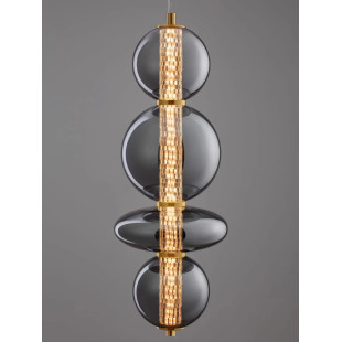 Lampa wisząca szklana modern Vayn LED 3000K 25,5cm szare szkło dymione / złoty mosiądz szczotkowany