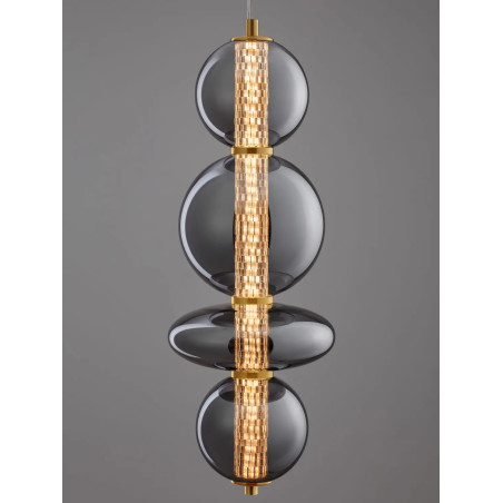 Lampa wisząca szklana modern Vayn LED 3000K 25,5cm szare szkło dymione / złoty mosiądz szczotkowany