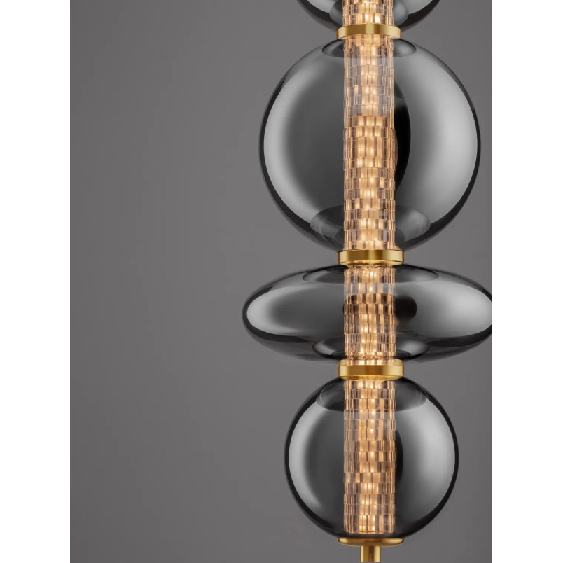 Lampa wisząca szklana modern Vayn LED 3000K 25,5cm szare szkło dymione / złoty mosiądz szczotkowany
