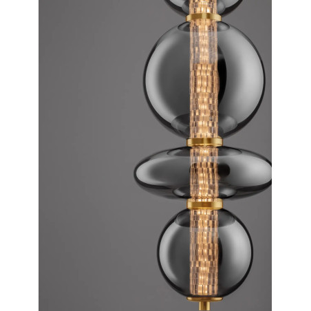 Lampa wisząca szklana modern Vayn LED 3000K 25,5cm szare szkło dymione / złoty mosiądz szczotkowany