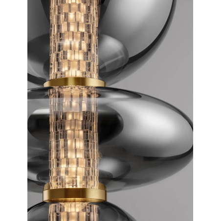 Lampa wisząca szklana modern Vayn LED 3000K 25,5cm szare szkło dymione / złoty mosiądz szczotkowany