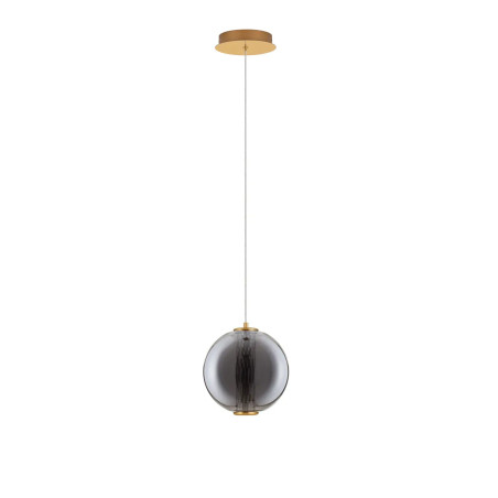 Lampa wisząca szklana kula Vayn LED 3000K 22cm szare szkło dymione / złoty mosiądz szczotkowany