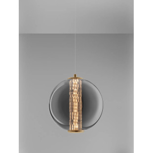 Lampa wisząca szklana kula Vayn LED 3000K 22cm szare szkło dymione / złoty mosiądz szczotkowany
