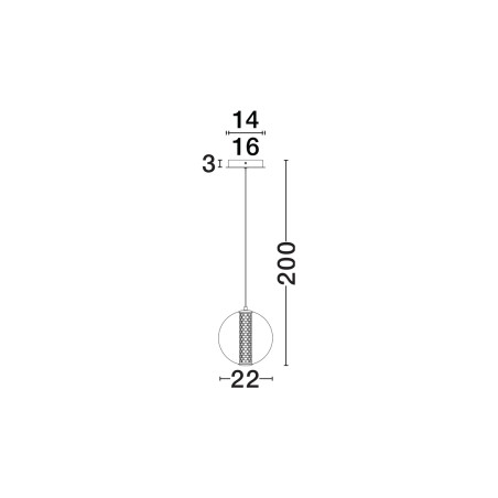 Lampa wisząca szklana kula Vayn LED 3000K 22cm szare szkło dymione / złoty mosiądz szczotkowany