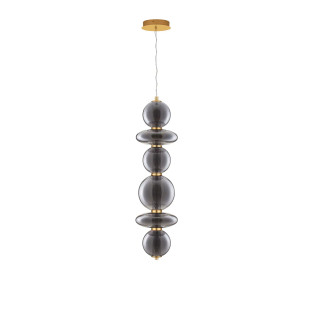 Lampa wisząca szklana modern Vayn II LED 3000K 25,5cm szare szkło dymione / złoty mosiądz szczotkowany