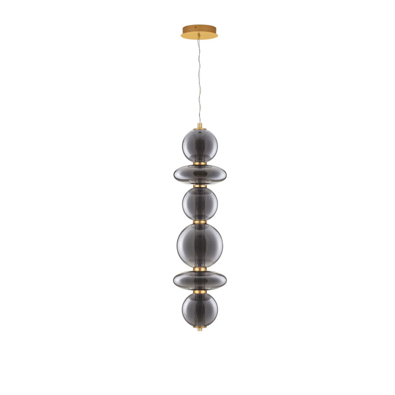 Lampa wisząca szklana modern Vayn II LED 3000K 25,5cm szare szkło dymione / złoty mosiądz szczotkowany