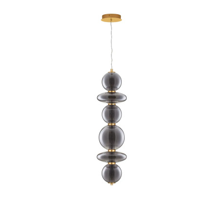 Lampa wisząca szklana modern Vayn II LED 3000K 25,5cm szare szkło dymione / złoty mosiądz szczotkowany