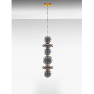 Lampa wisząca szklana modern Vayn II LED 3000K 25,5cm szare szkło dymione / złoty mosiądz szczotkowany