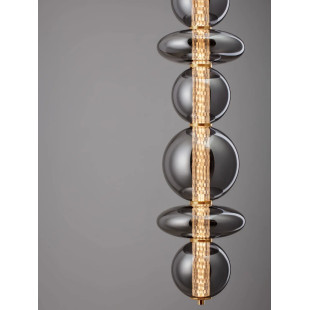 Lampa wisząca szklana modern Vayn II LED 3000K 25,5cm szare szkło dymione / złoty mosiądz szczotkowany