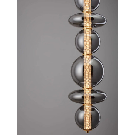 Lampa wisząca szklana modern Vayn II LED 3000K 25,5cm szare szkło dymione / złoty mosiądz szczotkowany