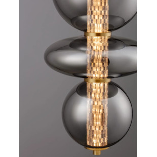 Lampa wisząca szklana modern Vayn II LED 3000K 25,5cm szare szkło dymione / złoty mosiądz szczotkowany