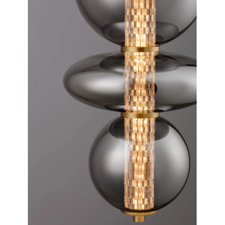 Lampa wisząca szklana modern Vayn II LED 3000K 25,5cm szare szkło dymione / złoty mosiądz szczotkowany