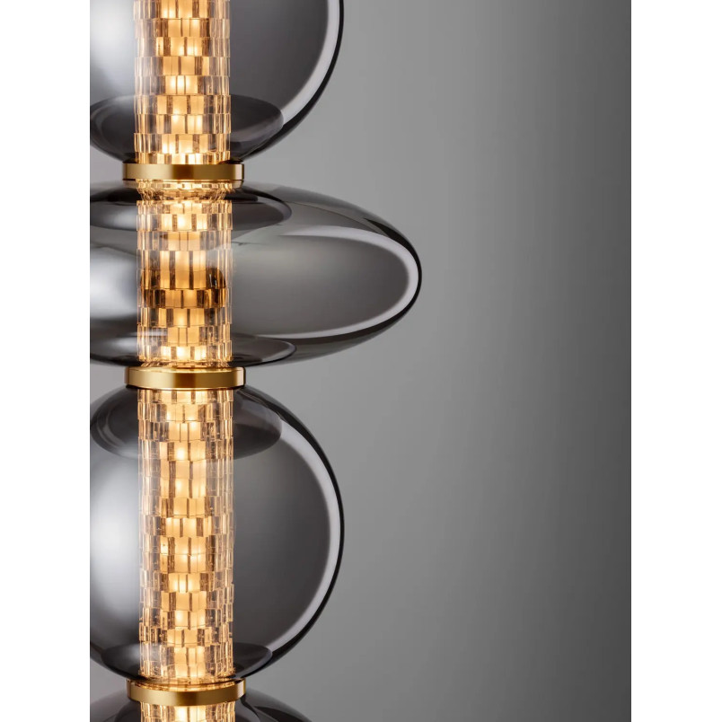 Lampa wisząca szklana modern Vayn II LED 3000K 25,5cm szare szkło dymione / złoty mosiądz szczotkowany