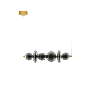 Lampa wisząca szklana podłużna Vayn LED 3000K 111cm szare szkło dymione / złoty mosiądz szczotkowany