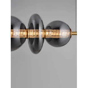 Lampa wisząca szklana podłużna Vayn LED 3000K 111cm szare szkło dymione / złoty mosiądz szczotkowany