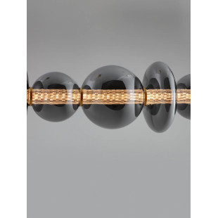Lampa wisząca szklana podłużna Vayn LED 3000K 111cm szare szkło dymione / złoty mosiądz szczotkowany