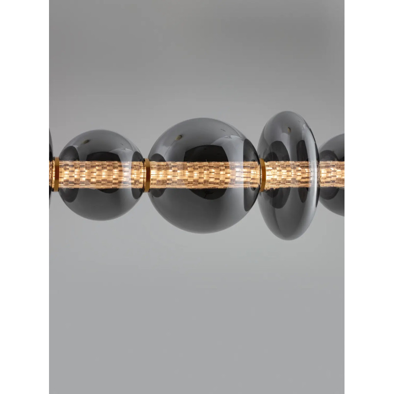 Lampa wisząca szklana podłużna Vayn LED 3000K 111cm szare szkło dymione / złoty mosiądz szczotkowany