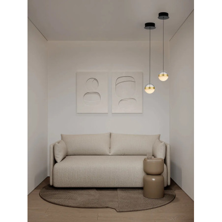 Lampa wisząca kula Zamo 14cm LED 3000K czarny / złoty mosiądz / alabaster / przeźroczysty