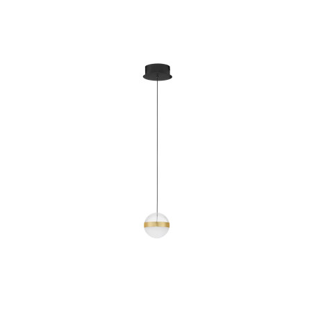 Lampa wisząca kula Zamo 14cm LED 3000K czarny / złoty mosiądz / alabaster / przeźroczysty