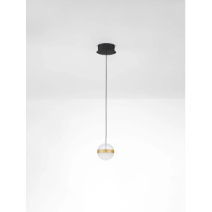 Lampa wisząca kula Zamo 14cm LED 3000K czarny / złoty mosiądz / alabaster / przeźroczysty