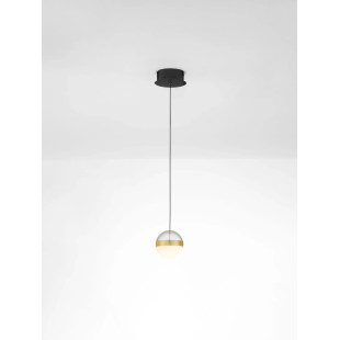Lampa wisząca kula Zamo 14cm LED 3000K czarny / złoty mosiądz / alabaster / przeźroczysty
