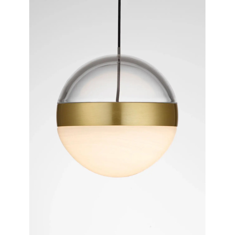 Lampa wisząca kula Zamo 14cm LED 3000K czarny / złoty mosiądz / alabaster / przeźroczysty