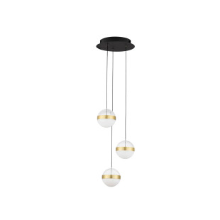Lampa 3 kule wiszące Zamo 25cm LED 3000K czarny / złoty mosiądz / alabaster / przeźroczysty