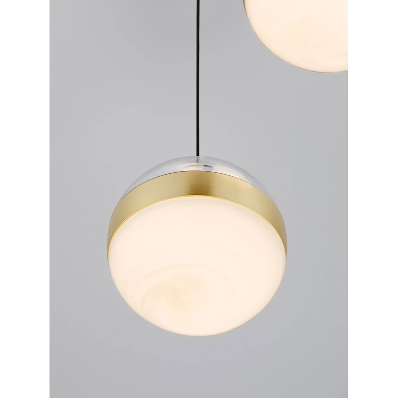 Lampa 3 kule wiszące Zamo 25cm LED 3000K czarny / złoty mosiądz / alabaster / przeźroczysty