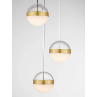 Lampa 3 kule wiszące Zamo 25cm LED 3000K czarny / złoty mosiądz / alabaster / przeźroczysty