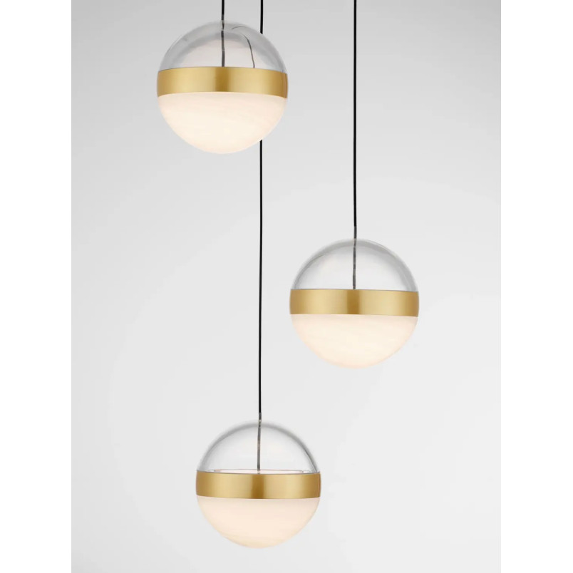 Lampa 3 kule wiszące Zamo 25cm LED 3000K czarny / złoty mosiądz / alabaster / przeźroczysty