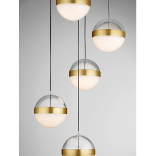 Lampa 5 kul wiszących Zamo 33cm LED 3000K czarny / złoty mosiądz / alabaster / przeźroczysty