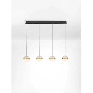 Lampa 4 kule wiszące na listwie Zamo 25cm LED 3000K czarny / złoty mosiądz / alabaster / przeźroczysty