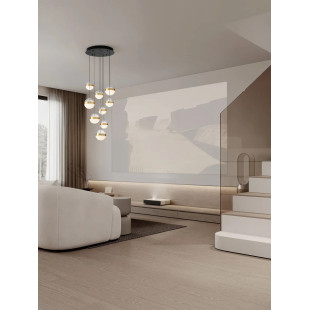 Lampa 9 kul wiszących Zamo 33cm LED 3000K czarny / złoty mosiądz / alabaster / przeźroczysty