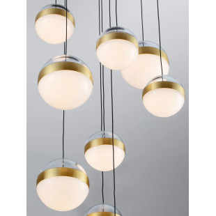Lampa 9 kul wiszących Zamo 33cm LED 3000K czarny / złoty mosiądz / alabaster / przeźroczysty