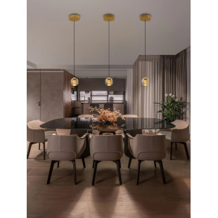 Lampa wisząca kula glamour Veroli 14cm LED 3000K złoty metal / szkło transparentne
