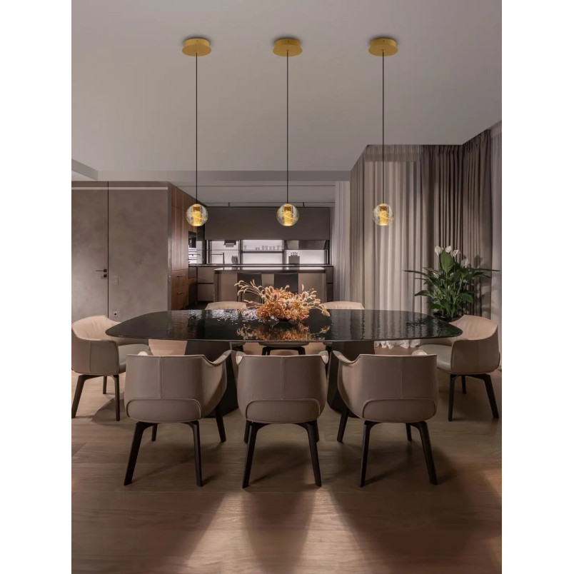Lampa wisząca kula glamour Veroli 14cm LED 3000K złoty metal / szkło transparentne