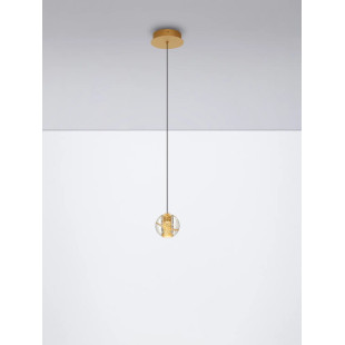 Lampa wisząca kula glamour Veroli 14cm LED 3000K złoty metal / szkło transparentne