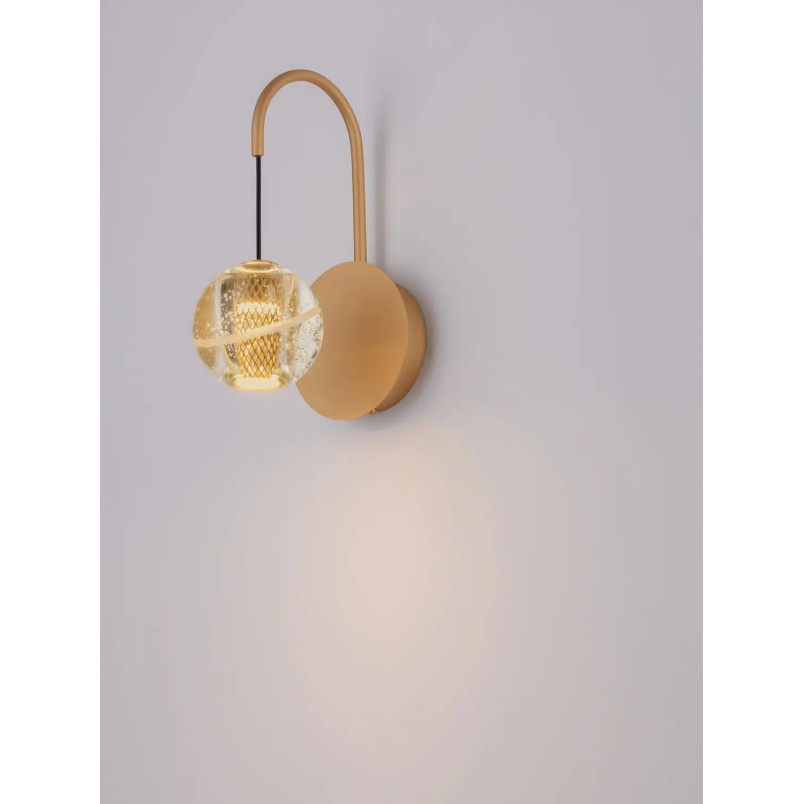 Kinkiet wiszący z kulą glamour Veroli LED 3000K złoty metal / szkło transparentne
