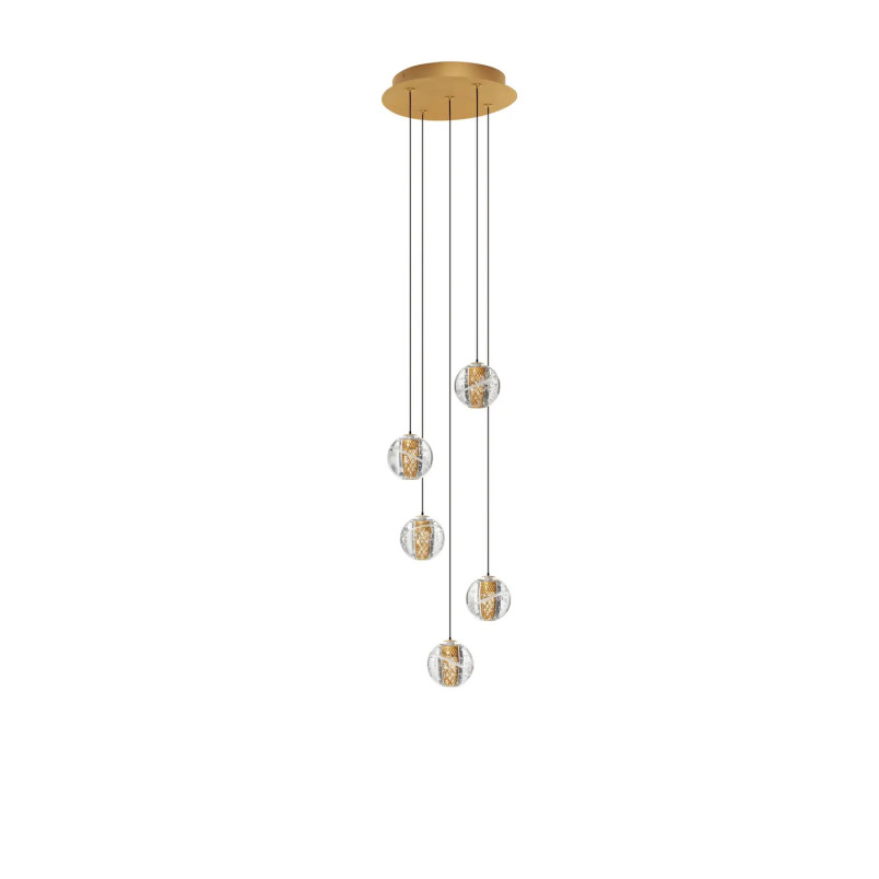 Lampa wiszące kule glamour Veroli 31cm LED 3000K złoty metal / szkło transparentne