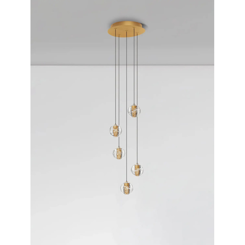 Lampa wiszące kule glamour Veroli 31cm LED 3000K złoty metal / szkło transparentne
