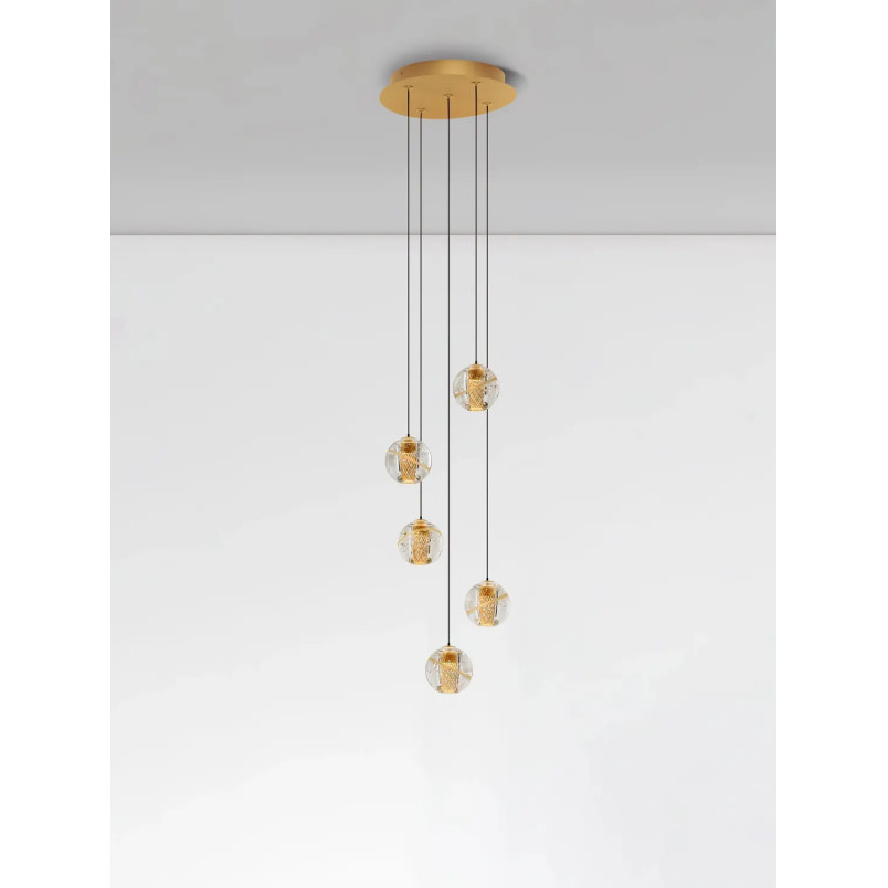 Lampa wiszące kule glamour Veroli 31cm LED 3000K złoty metal / szkło transparentne