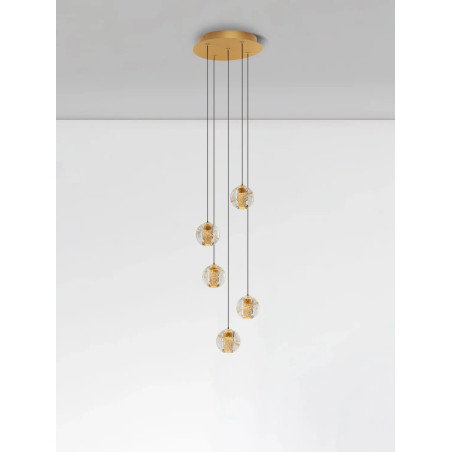 Lampa wiszące kule glamour Veroli 31cm LED 3000K złoty metal / szkło transparentne