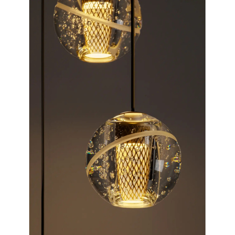 Lampa wiszące kule glamour Veroli 31cm LED 3000K złoty metal / szkło transparentne